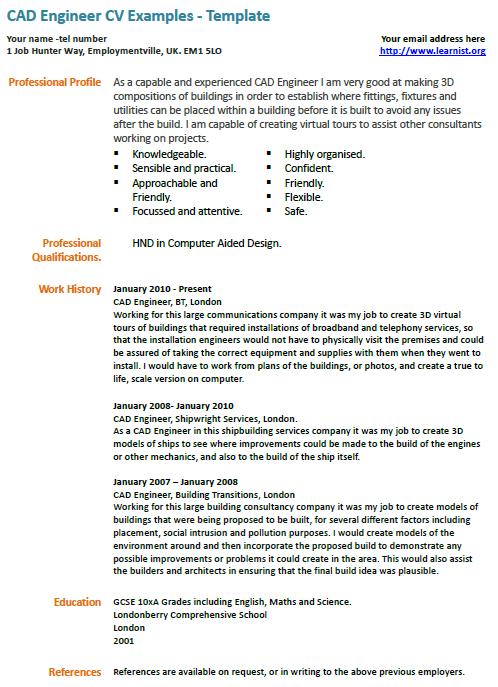 CAD Engineer CV Example Learnist