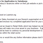 sainsburys application letter