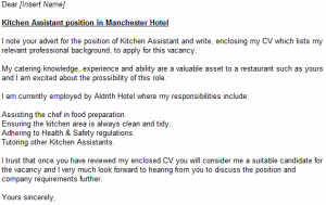 Kitchen Assistant Cover Letter Example 300x189 