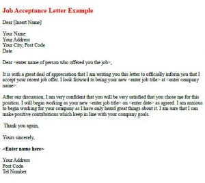 Job Acceptance Letter Example - Learnist.org