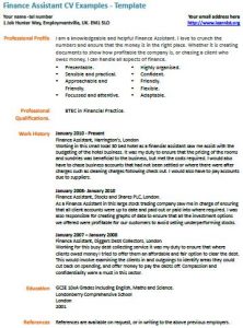 Finance Assistant CV Example - Learnist.org