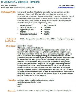 IT Graduate CV Example - Learnist.org