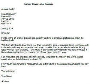 Builder Cover Letter Example - Learnist.org