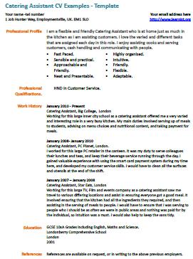 Catering Assistant CV Example - Learnist.org