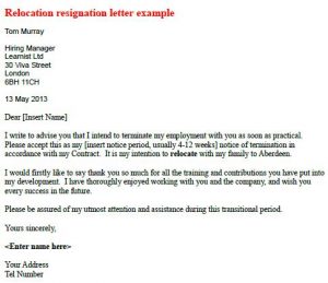 Relocate - Relocation Resignation Letter - Learnist.org