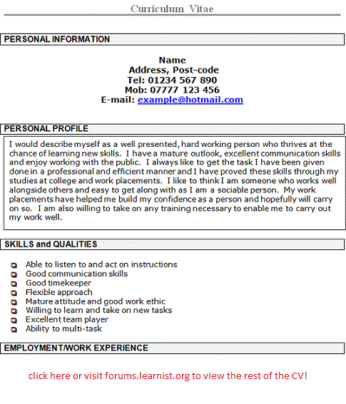 personal statement cv first or third person