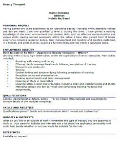 Beauty Therapist CV Example Learnist Org   Beauty Therapist Cv Example 246x300 