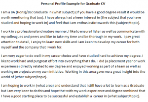 CV Personal Profile Example for Graduate - Learnist.org