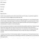Hotel manager cover letter