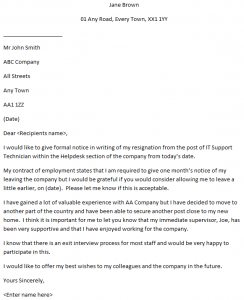 IT Support Technician Resignation Letter Example - Learnist.org