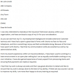 Insurance Technician Cover Letter Example