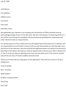 Job Application Acknowledge Letter Example - Learnist.org