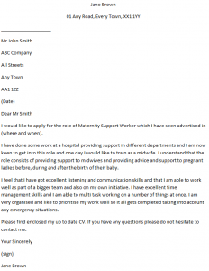 cover letter for maternity support worker