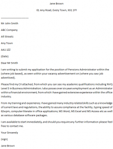 Pensions Administrator Cover Letter Example for Jobs - Learnist.org