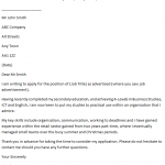 School Leaver Job Application Covering Letter Example