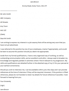 Unadvertised Jobs Cover Letter Example - Learnist.org