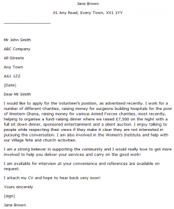 cover letter format volunteer